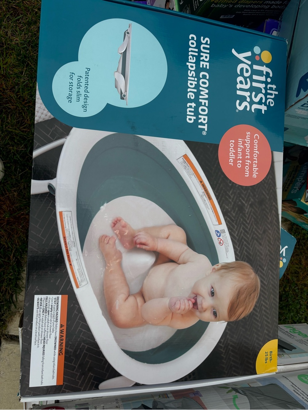 The First Years Sure Comfort Collapsible Tub - Green/White